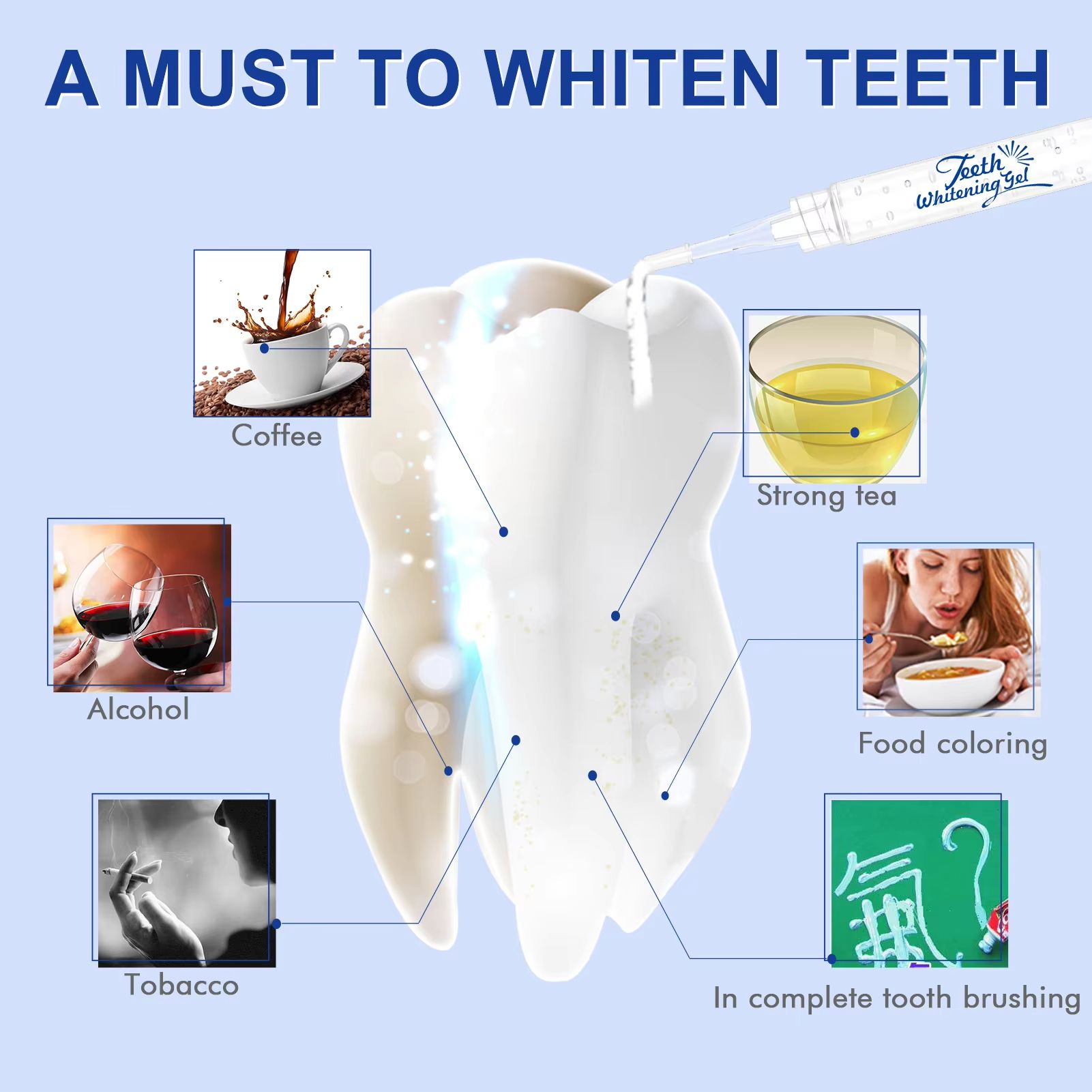 Teeth Whitening Gel 35% Carbamide Peroxide Dental Bleach Gel Oral Care Bleaching Tooth Whitener Gel Professional Clean 3mlX7pcs