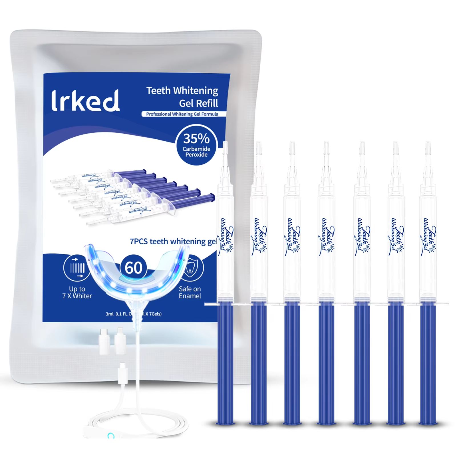 Teeth Whitening Gel 35% Carbamide Peroxide Dental Bleach Gel Oral Care Bleaching Tooth Whitener Gel Professional Clean 3mlX7pcs