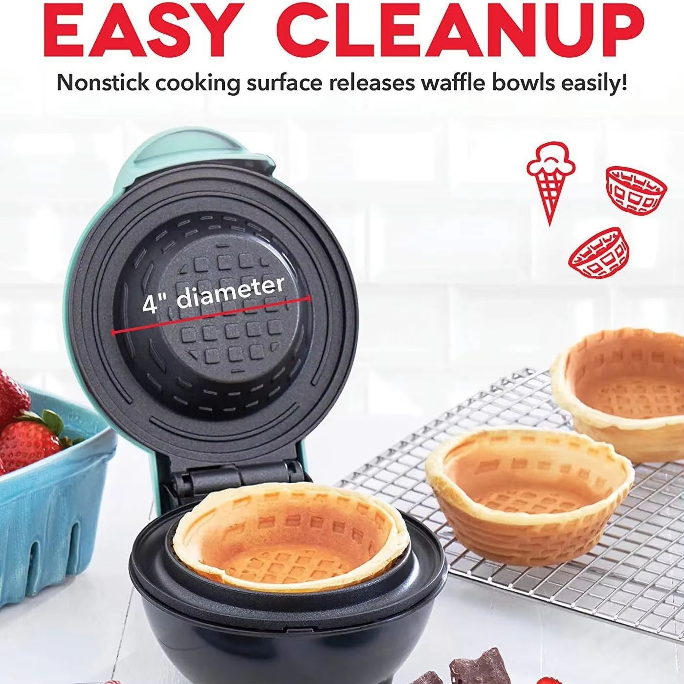 110V Household Waffle Bowl Machine Ice Cream Maker Egg Tart Machine Egg Roll Machine Breakfast Machine from Mainland China