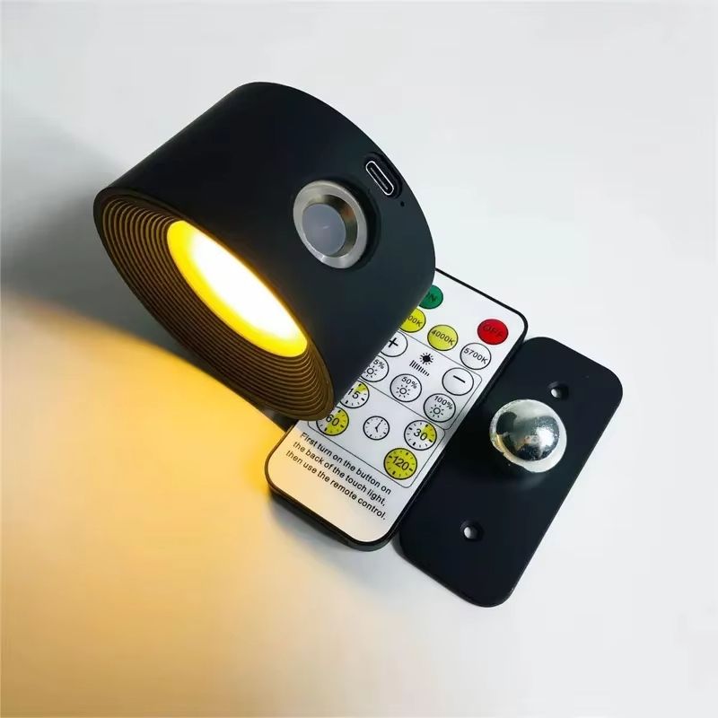 1200mAh Remote Control LED Wall Light USB Rechargeable Wall Mount Lamp with 360 Degree Rotating Magnetic Ball Reading Light