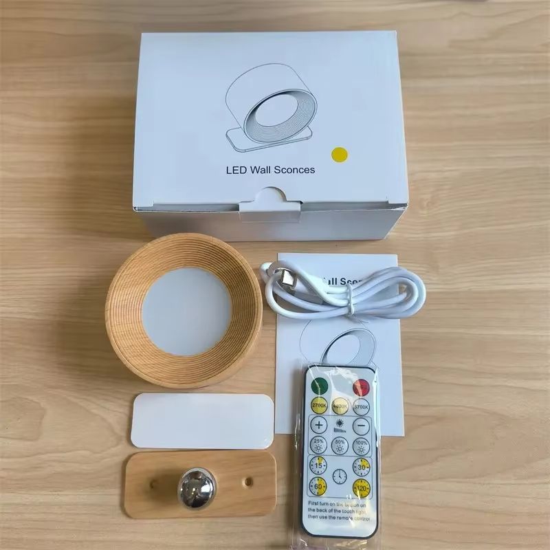 1200mAh Remote Control LED Wall Light USB Rechargeable Wall Mount Lamp with 360 Degree Rotating Magnetic Ball Reading Light