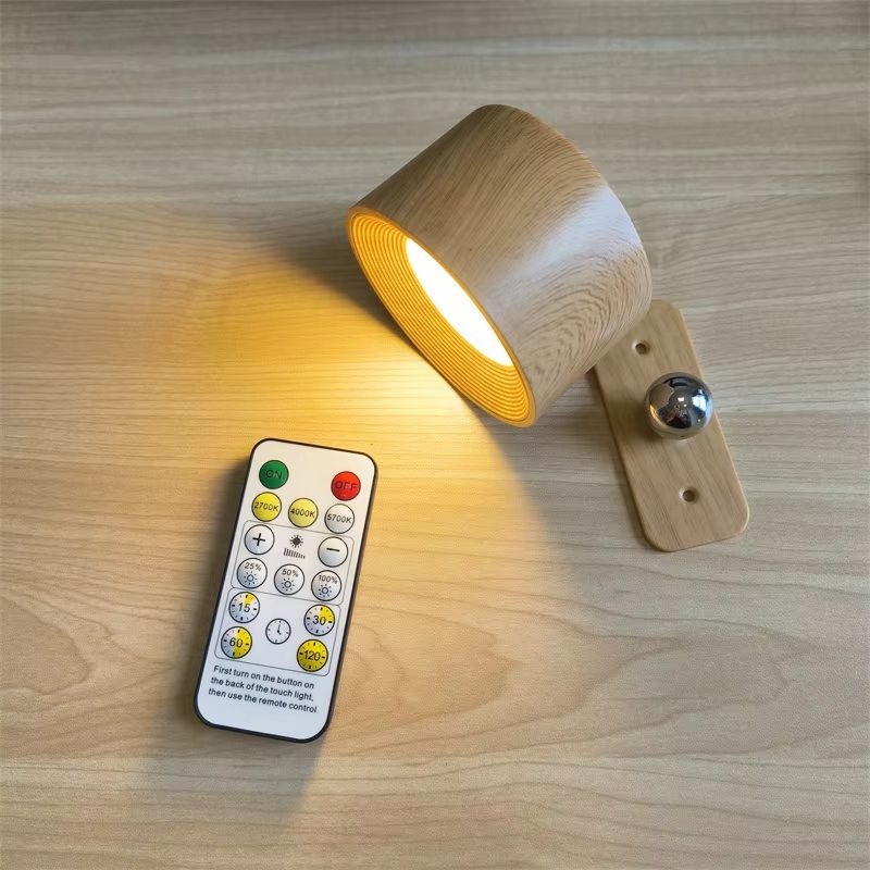 1200mAh Remote Control LED Wall Light USB Rechargeable Wall Mount Lamp with 360 Degree Rotating Magnetic Ball Reading Light