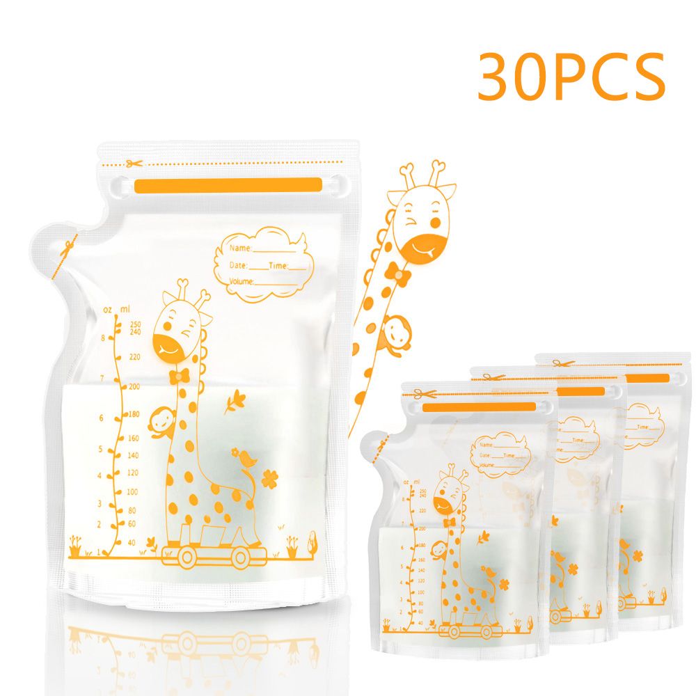 30/60 Pack 250ml BPA Free Milk Storage Bags Safe Breast Milk and Baby Food Freezer Bags for Easy Feeding