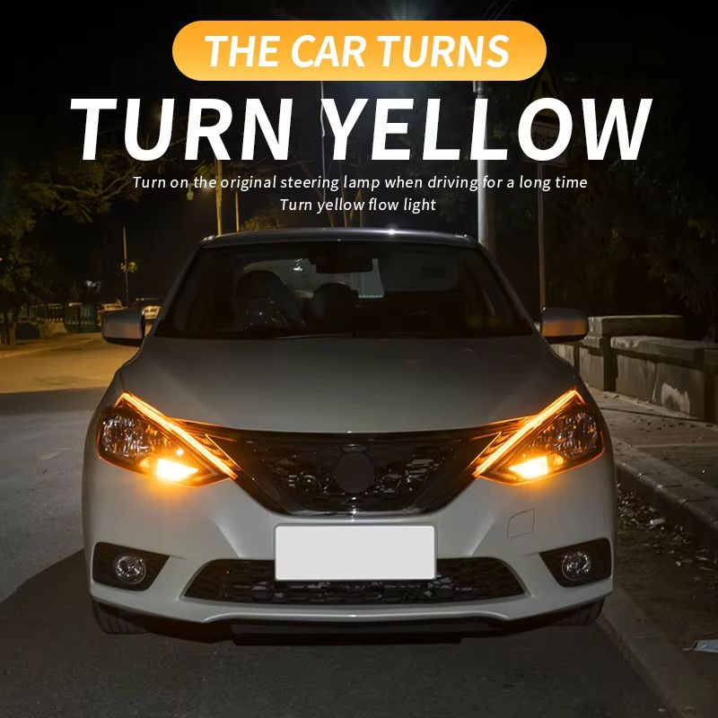 2pcs LED DRL Car Daytime Running Light Flexible Waterproof Strip Auto Headlights White Turn Signal Yellow Brake Flow Lights 12V Led Guide Strip