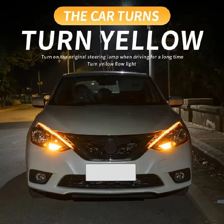 2pcs LED DRL Car Daytime Running Light Flexible Waterproof Strip Auto Headlights White Turn Signal Yellow Brake Flow Lights 12V Led Guide Strip