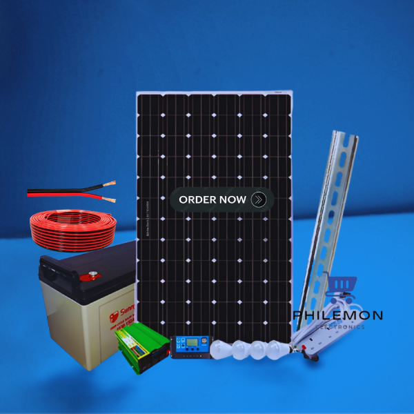 Sunnypex 250W Solar Panel Full Kit + 200 AH Battery + 20 AH Solar Charge Controller + 600 Watts Inverter + 4 DC Bulbs