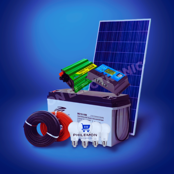 Solarmax Solar 150W Solar Panel Full Kit + 100AH Solar Battery + 10AH Solar Charge Controller + 300W DC To AC Inverter + 4 DC Bulbs +10m connecting wire cable: 25 Years Warranty