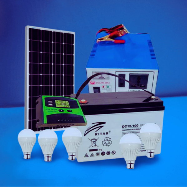 Solarmax Solar 180W Solar Panel Full Kit + 100AH Solar Battery + 10AH Solar Charge Controller + 300W DC To AC Inverter + 4 DC Bulbs +10m connecting wire cable: 25 Years Warranty