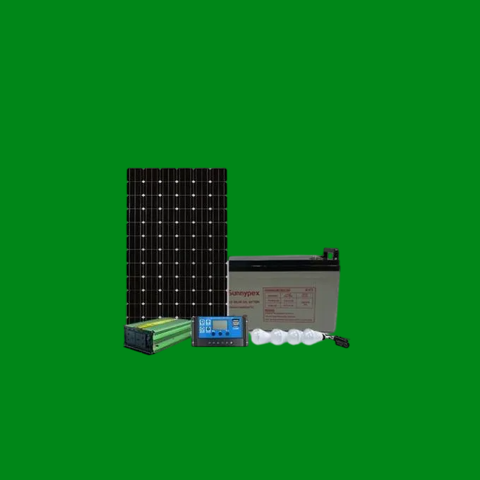 100W Solar Panel Full KIT + 80Ah Solar Battery + 300W Solar Power Inverter + 10 Ah Solar Charge Controller +4 DC Bulb