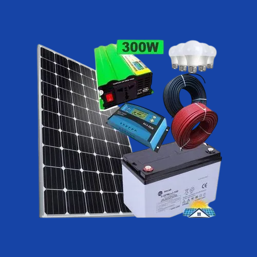 Solarmax Solar 120 Watts Solar Panel Full Kit + 80AH Battery +300w Powerful Inverter +10 Amp Charge Controller + 10M Cables + 5 DC Bulbs