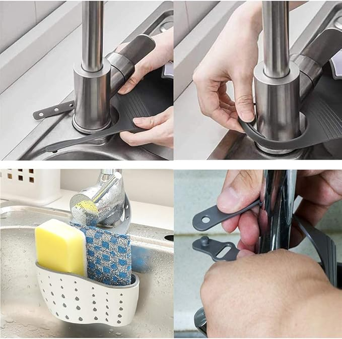 Multifunctional Sink Sponge Rack With Adjustable Shoulder Strap - Hanging Bag,Organize And Drain Your Sponge With Ease - Perfect For Kitchen And Bathroom - Kitchen Supplies