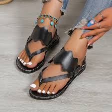 Durable Ladies Flat Open maasai Sandals pure Leather Shoes