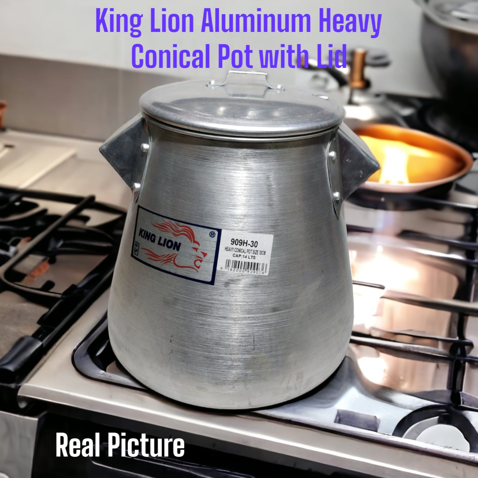 King Lion Heavy Aluminum Conical Pot With Lid available in following,
 909L/26 Size 9L