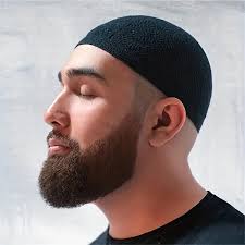 Adult Handmade Crochet Muslim BLACK Koofi Kufi Prayer Cap Hat Islam Beanie Topi. One size fits most. Stretch design