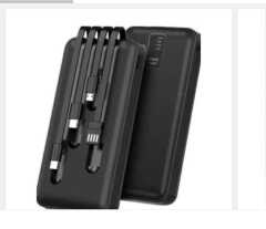 Power bank with 4 cables inbuilt . Black and white 
20000MAH