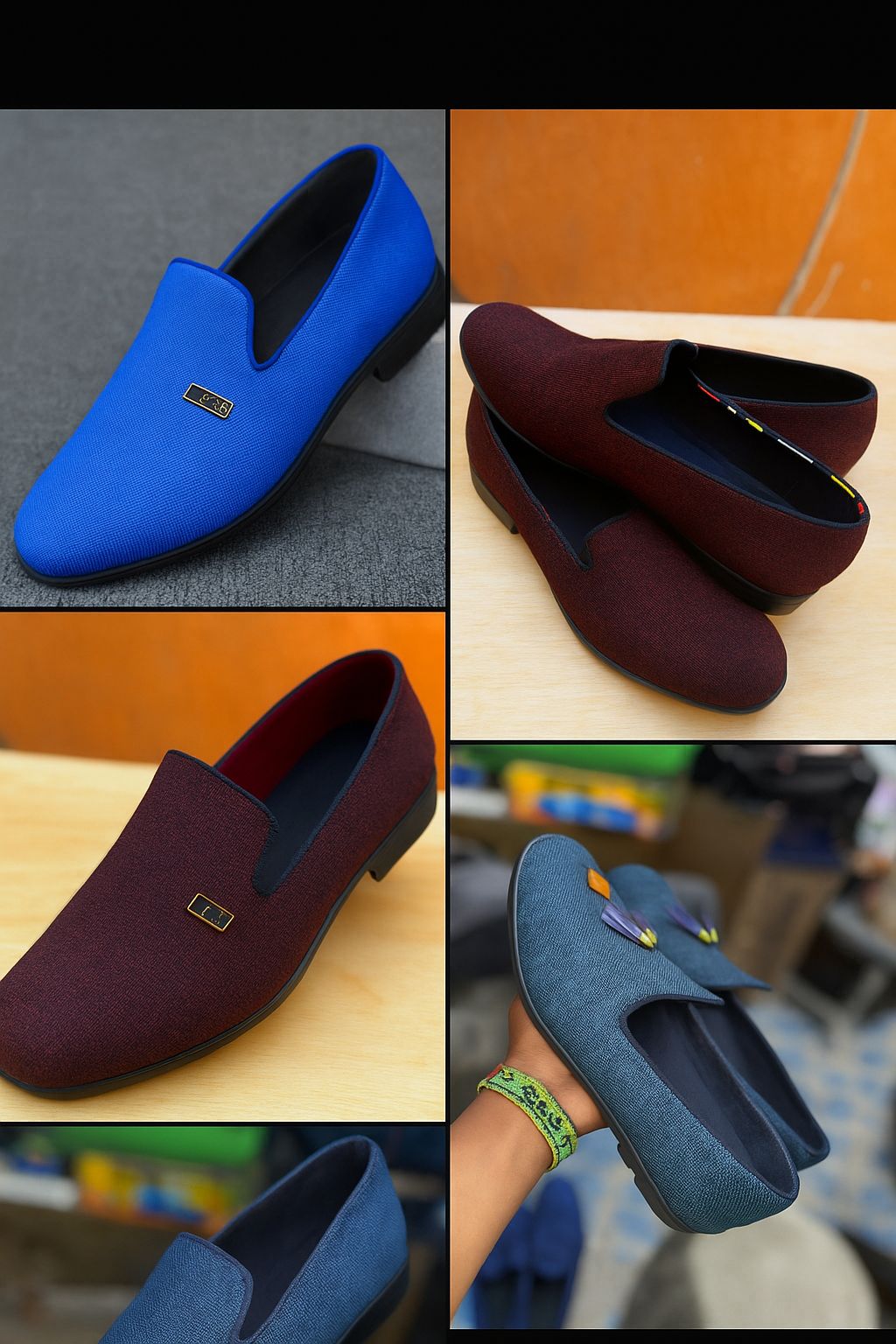 Premium Handcrafted Gray Loafers/ankara for Men – Elegant Slip-On Design with Stylish Tassels, Perfect for Formal & Casual Wear