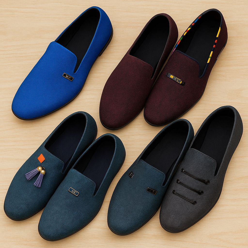 Premium Handcrafted Gray Loafers/ankara for Men – Elegant Slip-On Design with Stylish Tassels, Perfect for Formal & Casual Wear