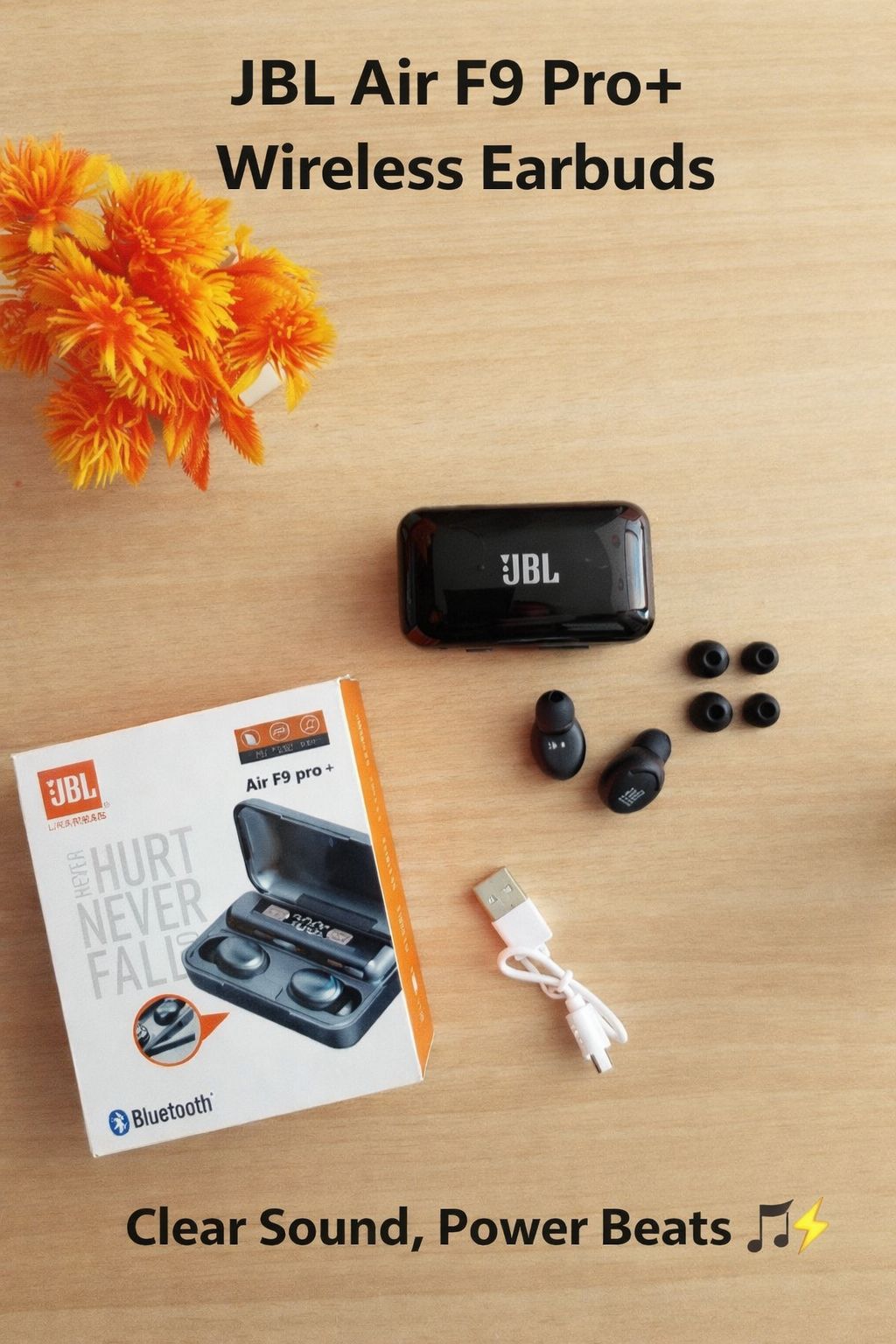 Air F9 Pro+ Wireless Earbuds – Clear Sound & Powerful Bass 🔊✨ Air F9 Pro+ True Wireless Earbuds – Deep Bass, Smooth Audio 🎶