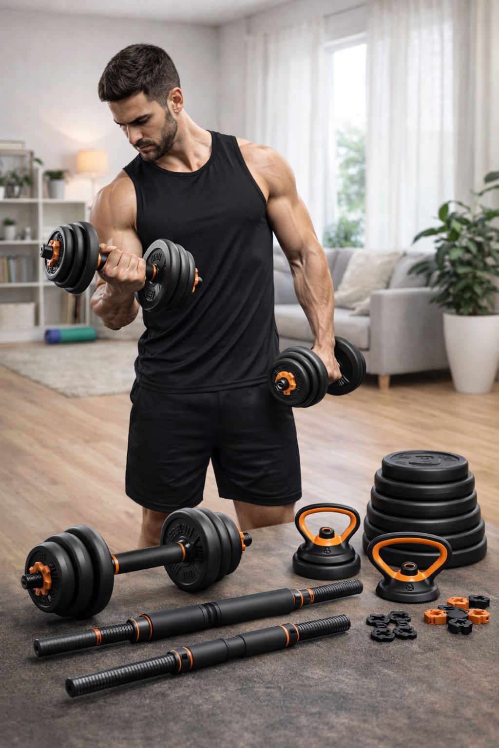 ⚡⚡ 50KG Adjustable Weight Dumbbell Set 💪 Home Workout Gym Equipment for Strength Training Body Toning and Fitness 🔥 kettle bell/kettlebells