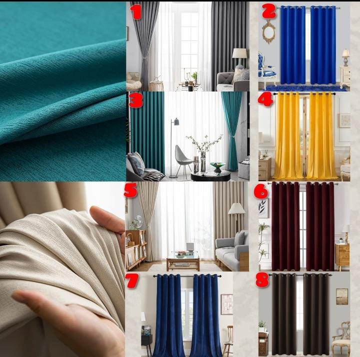 ✨ Elegant 3PCS Plain Curtain Set 🪟 2 Side Curtains (1.5m Each) + 1 Sheer (3m) Height 2.5m – Perfect for Living Room, Bedroom & Office Decor 🏡