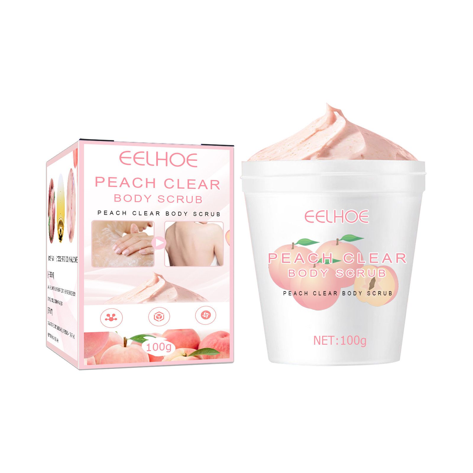 Peach Leg Keratin Removal Cream Moisturizes, moisturizes, and deeply cleanses rough body skin with exfoliating scrub