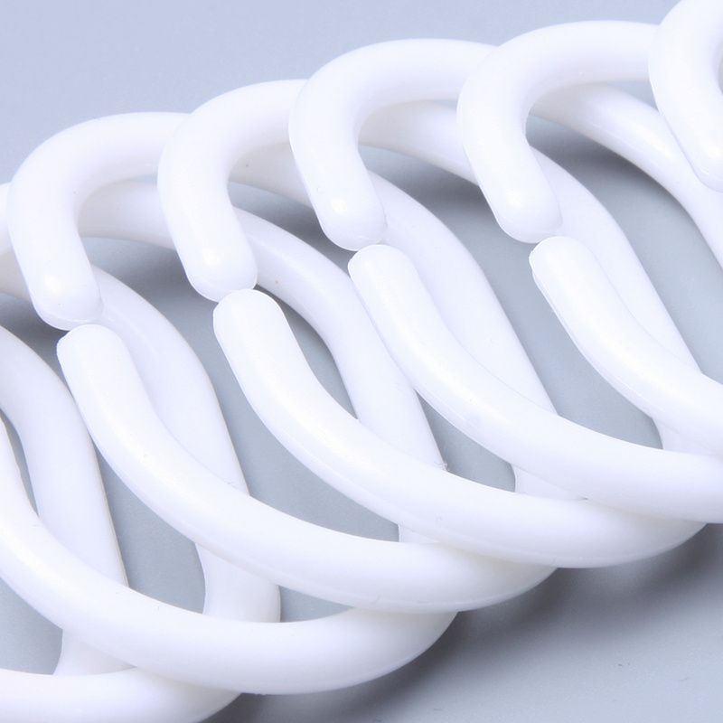 12PCS/lot White Transparent Plastic C Shape Bath Drape Shower Ring Loop Bendable Bathroom Curtain Hooks