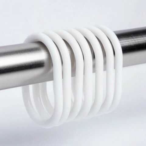 12PCS/lot White Transparent Plastic C Shape Bath Drape Shower Ring Loop Bendable Bathroom Curtain Hooks