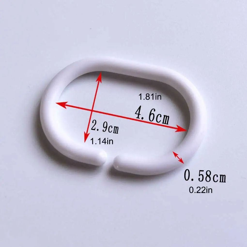 12PCS/lot White Transparent Plastic C Shape Bath Drape Shower Ring Loop Bendable Bathroom Curtain Hooks