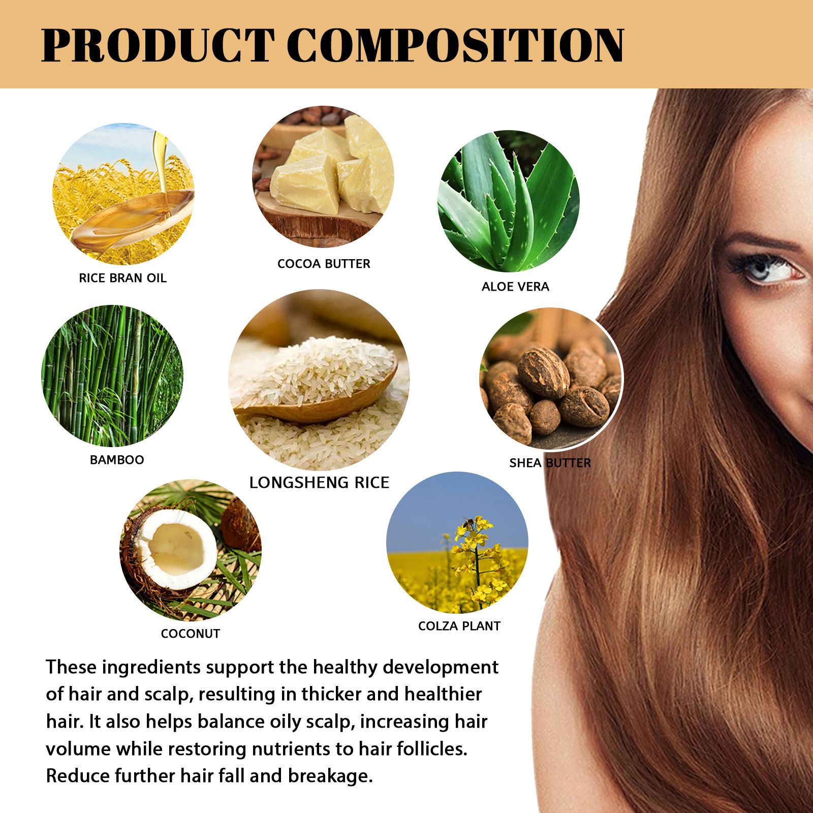 EELHOE rice anti shedding shampoo moisturizes the scalp, cleanses hair, repairs damaged hair, nourishes and solidifies hair. Shampoo