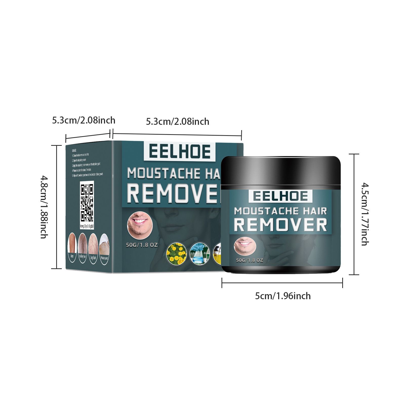EELHOE Men's Hair Removal Cream is clean for the body, does not harm the skin, has a gentle facial beard, does not irritate armpits, leg hair, and chest hair
