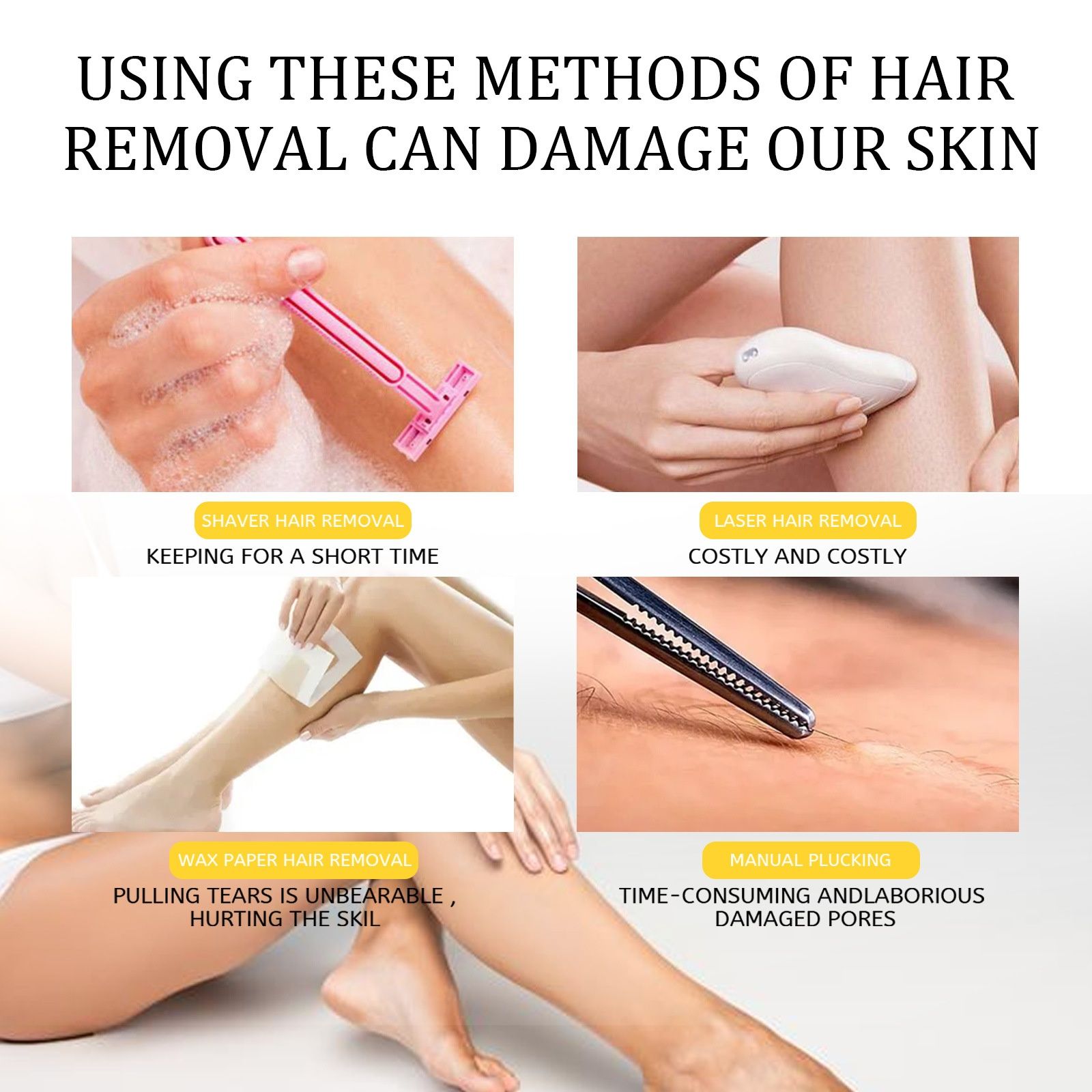 EELHOE honey&milk hair removal cream for quick and smooth hair removal on armpits, arms, and legs. Gentle hair removal cream for the whole body