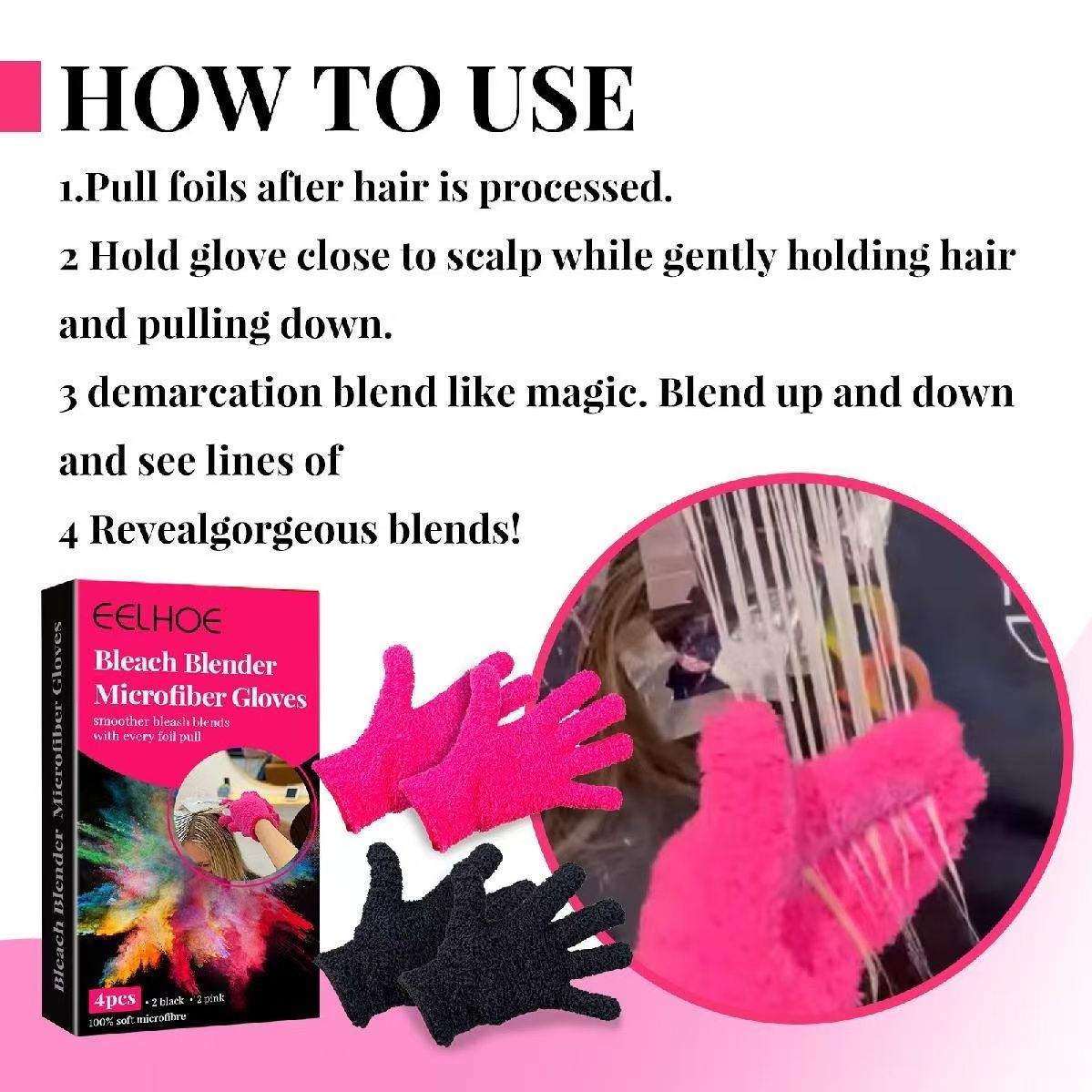 2pcs EELHOE Hair Dyeing Gloves Reusable Cleaning Gloves Beauty Hairdressing Hair Dyeing Salon Nylon Protective Oil Release