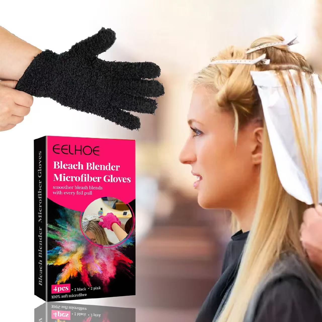 2pcs EELHOE Hair Dyeing Gloves Reusable Cleaning Gloves Beauty Hairdressing Hair Dyeing Salon Nylon Protective Oil Release