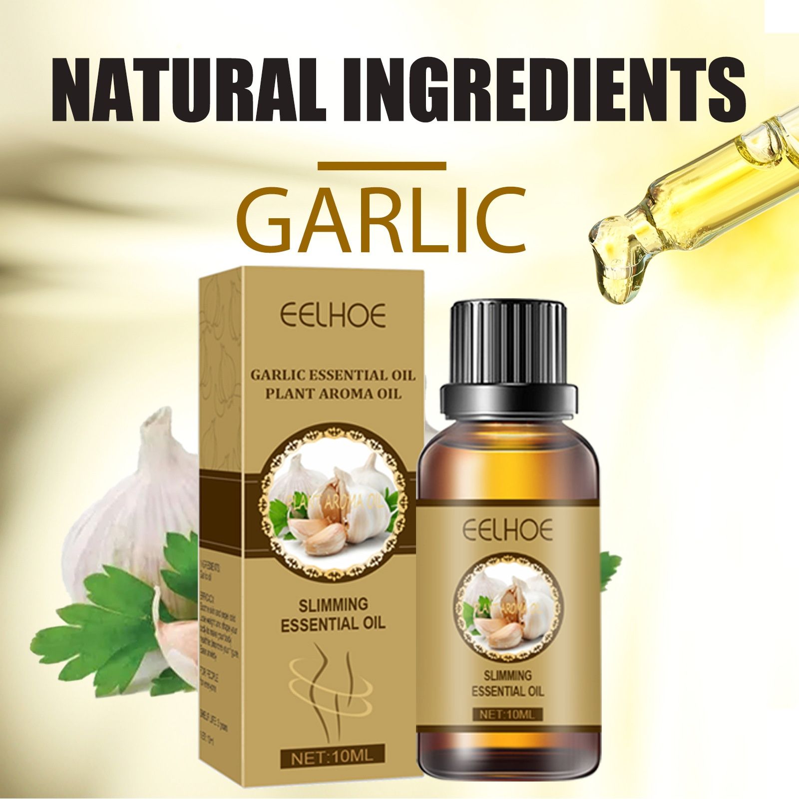 EELHOE Garlic Slimming Essential Oil Shapes and Tightens the Waist with Light and Beautiful Lifting and Body Massage Essential Oil