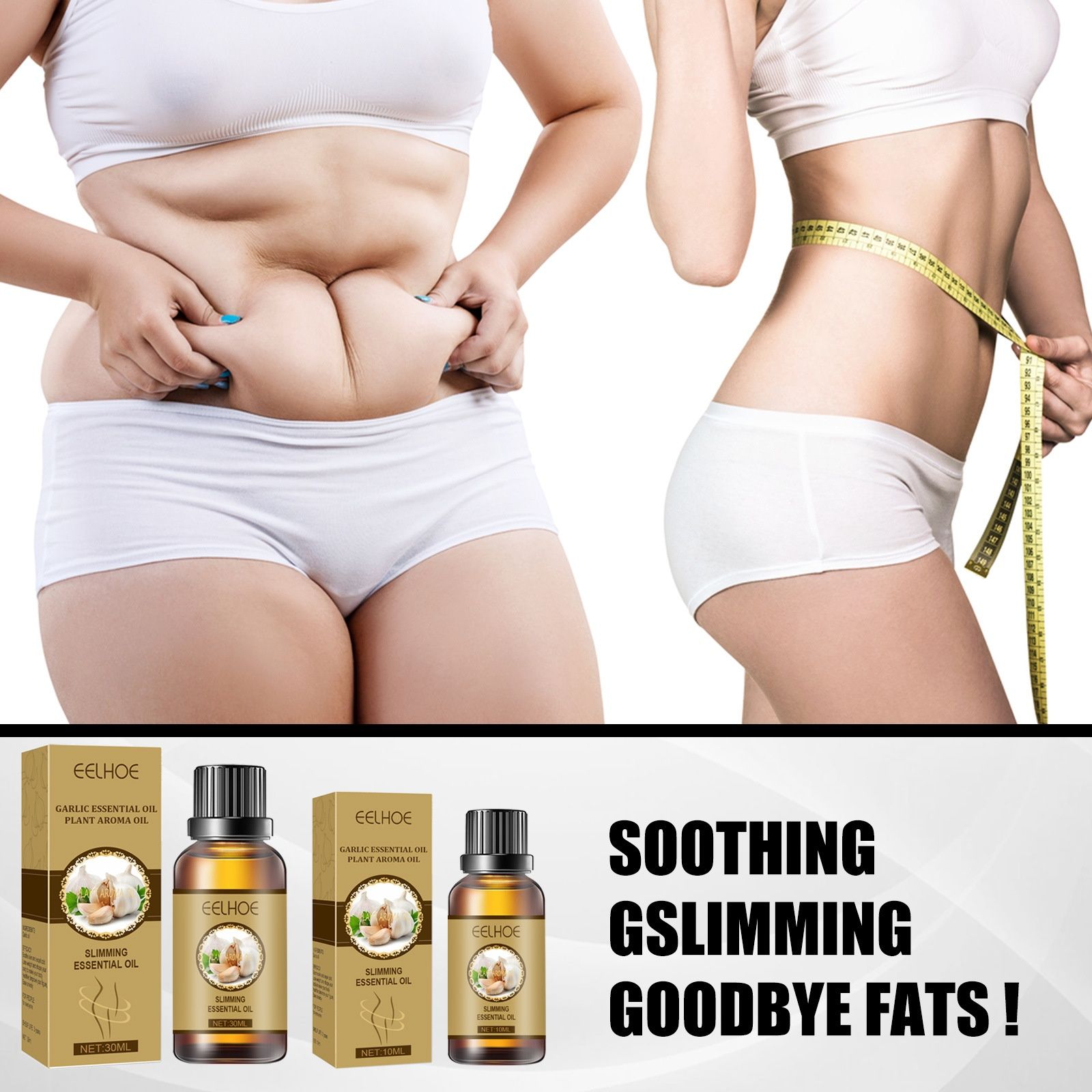 EELHOE Garlic Slimming Essential Oil Shapes and Tightens the Waist with Light and Beautiful Lifting and Body Massage Essential Oil