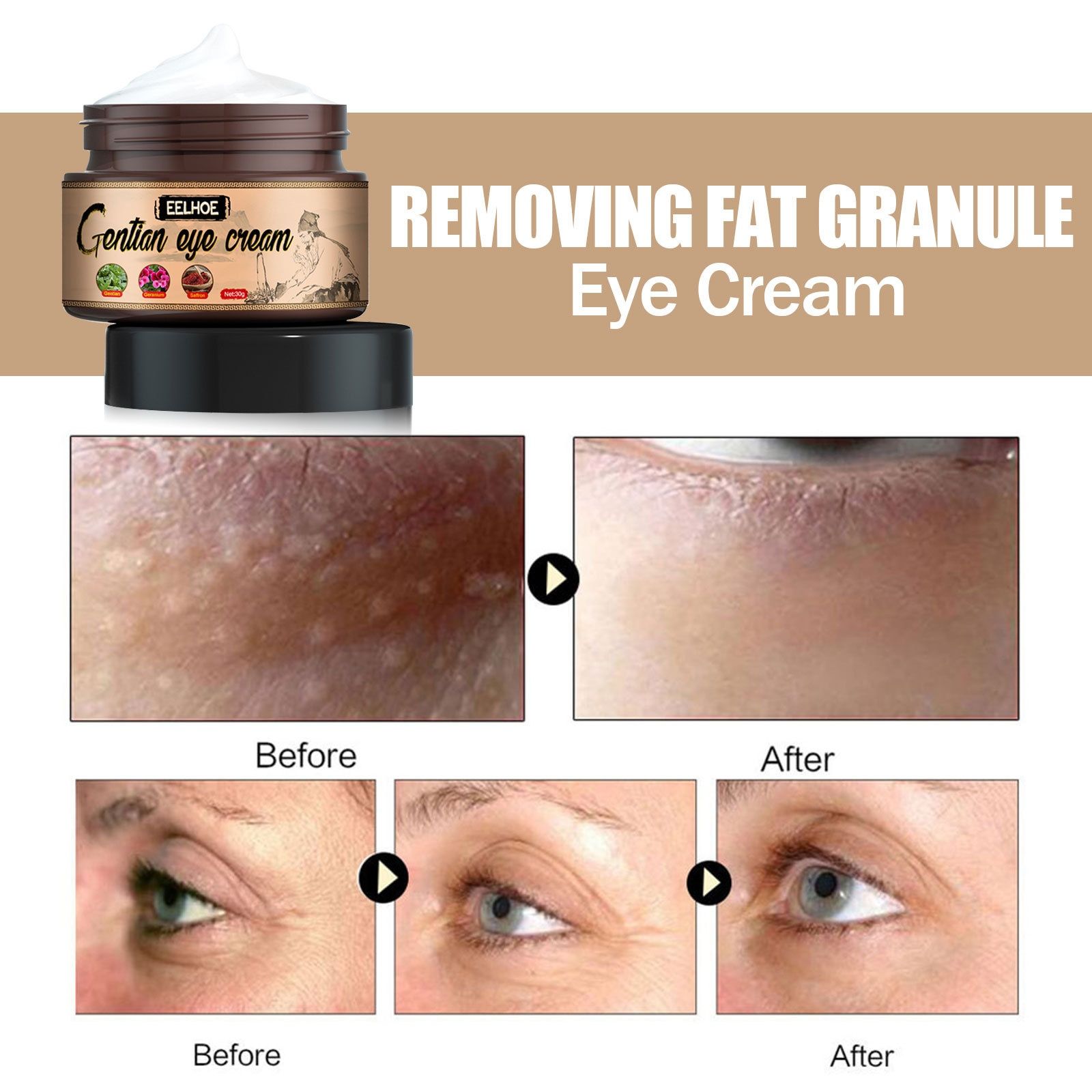 EELHOE eye cream improves fine lines around the eyes, tightens eye bags, moisturizes and locks in moisture, and is an eye care cream