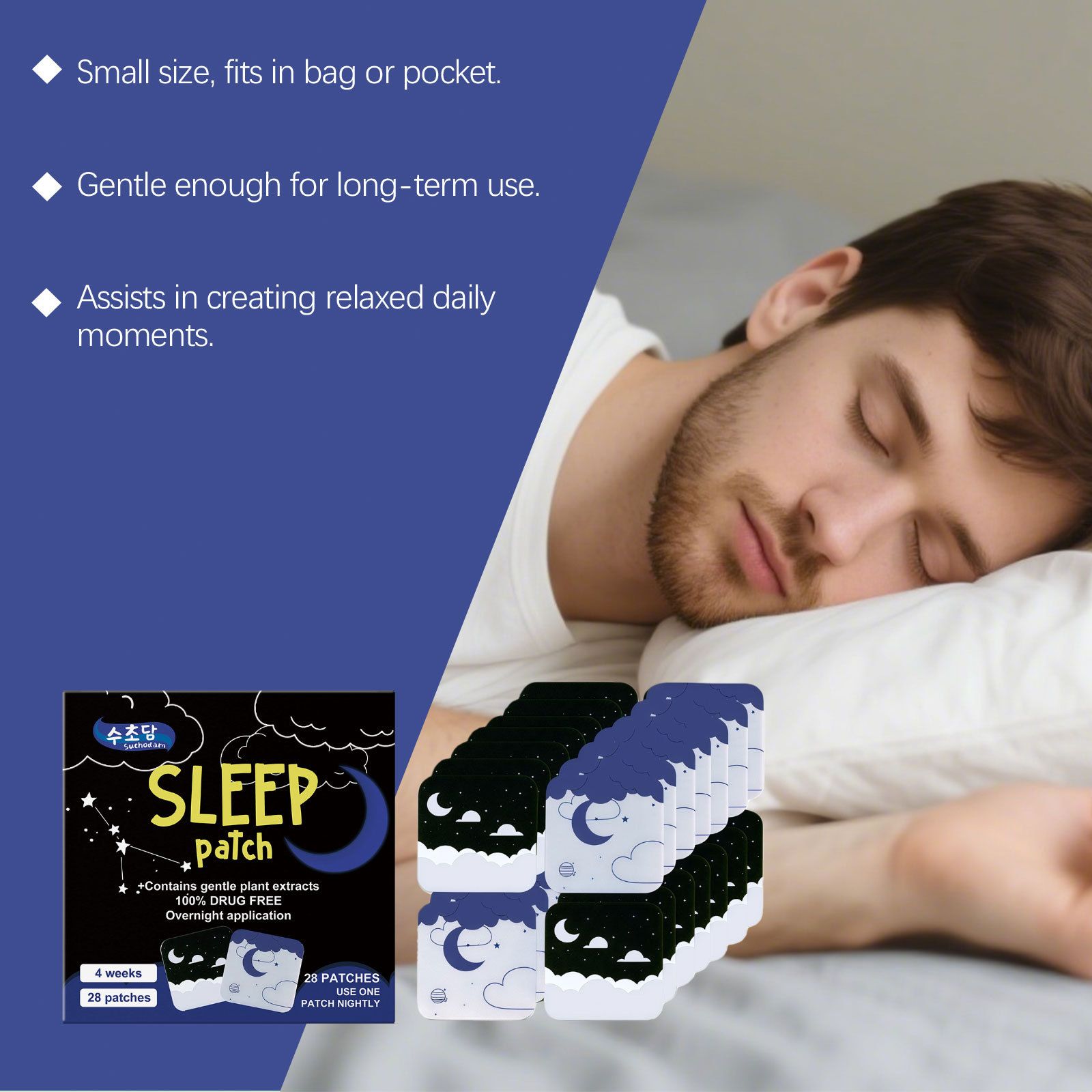 SUCHODAM Sleep Care Patch with gentle ingredients for comfortable nighttime sleep and a portable care patch that fits snugly