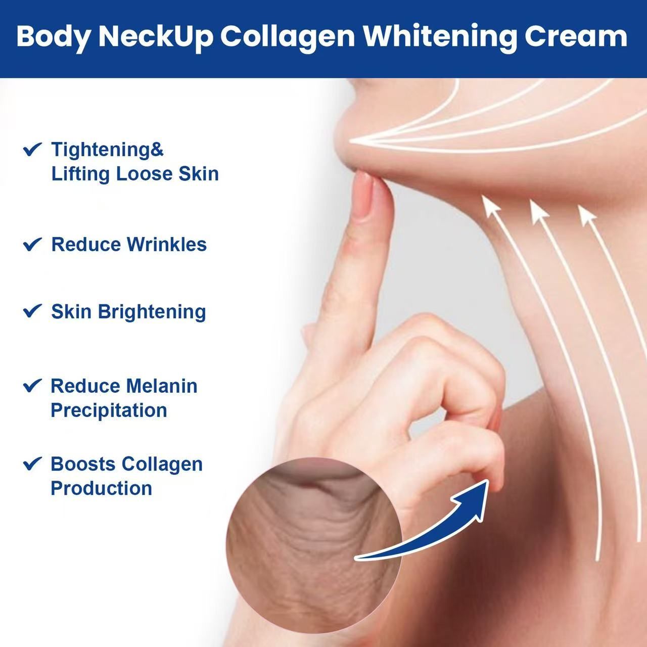 EELHOE Neck Collagen Whitening Cream Moisturizing Fade Neck Line Smoothing Wrinkle Improve Skin Elasticity Anti Aging Neck Cream