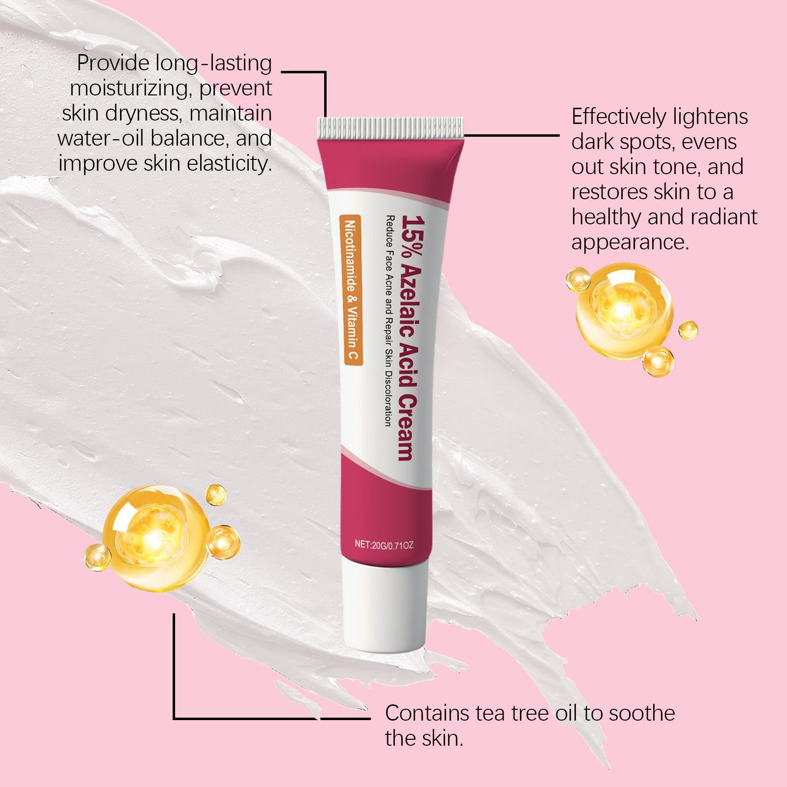 Facial care essence cream with herbal ingredients, gentle and comfortable, cleanses facial acne, making skin delicate and smooth.