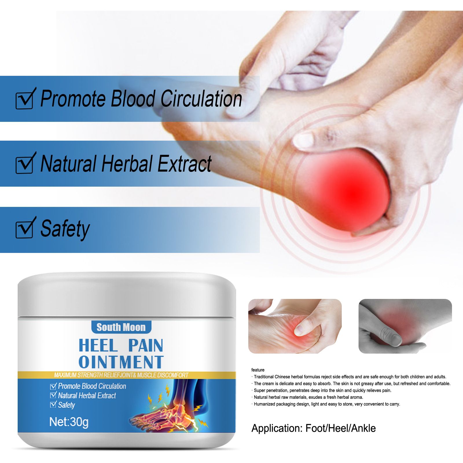 South Moon Heel Care Cream Joint Toe Heel Moisturizing Topical Skin Massage Care Cream