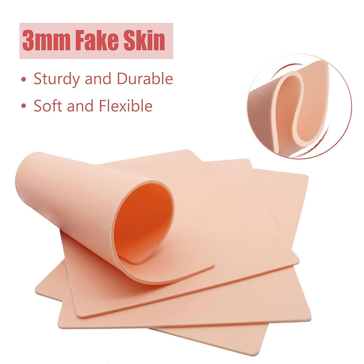 1pcs Tattoo Practice Skin 3MM Silicone Fake Skin Double-Sided for Permanent Makeup Training Supply Tattoo Accessory