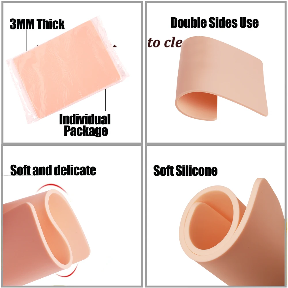 1pcs Tattoo Practice Skin 3MM Silicone Fake Skin Double-Sided for Permanent Makeup Training Supply Tattoo Accessory