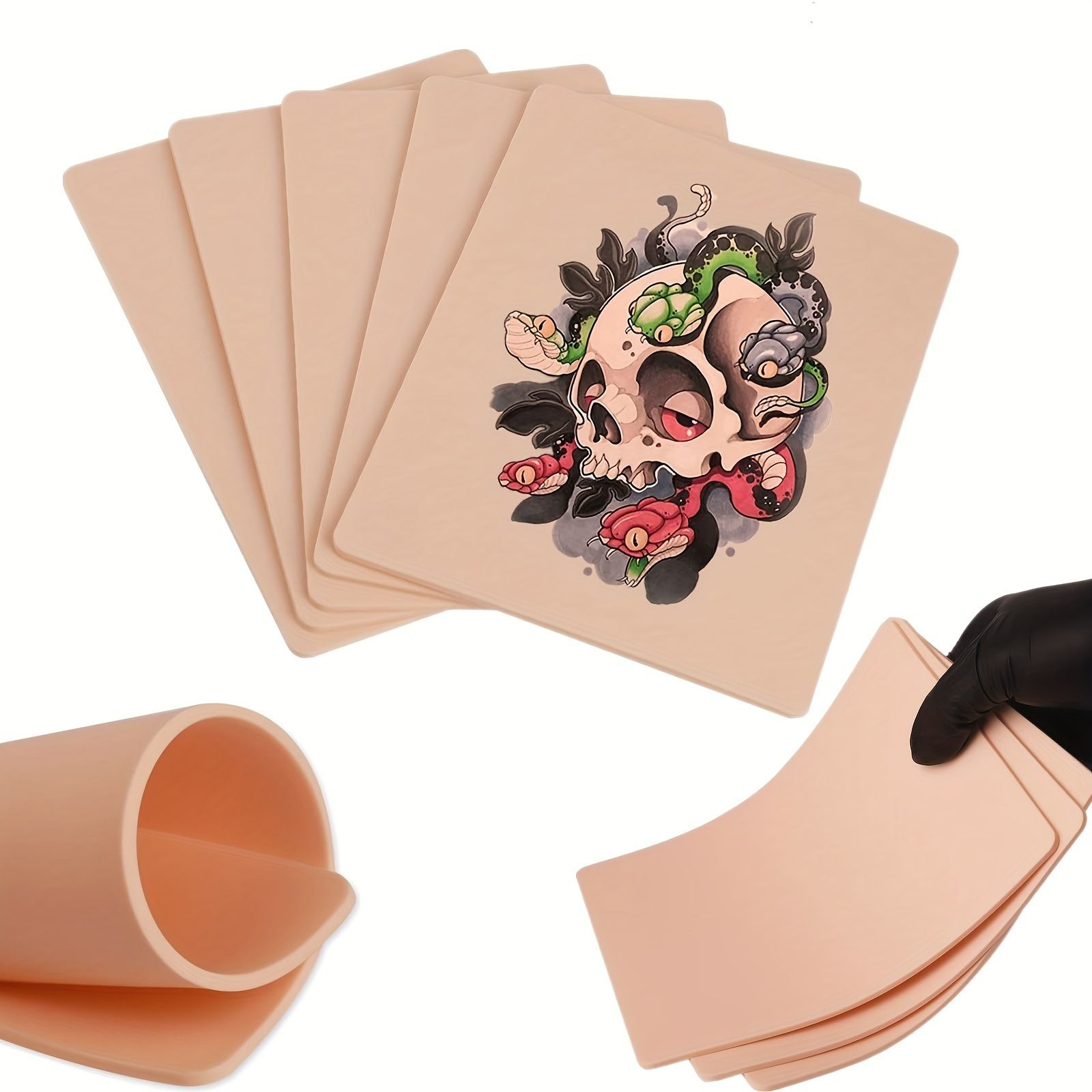 1pcs Tattoo Practice Skin 3MM Silicone Fake Skin Double-Sided for Permanent Makeup Training Supply Tattoo Accessory