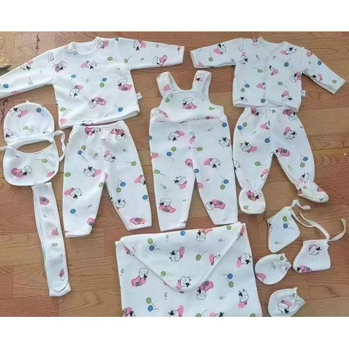 Baby 11 Piece Receiving Set white with prints- Girl theme