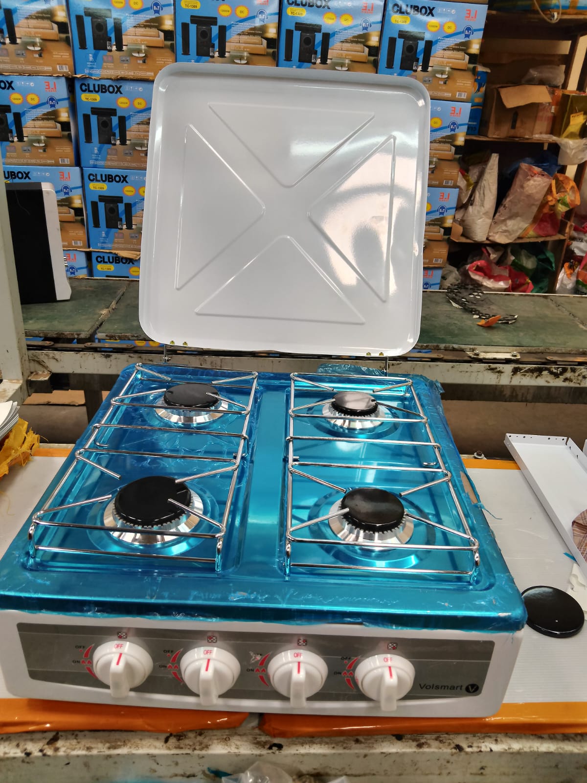 Volsmart Full Gas Tabletop Cooker – 4 Powerful Burners, Compact Design, Auto Ignition, Easy to Clean