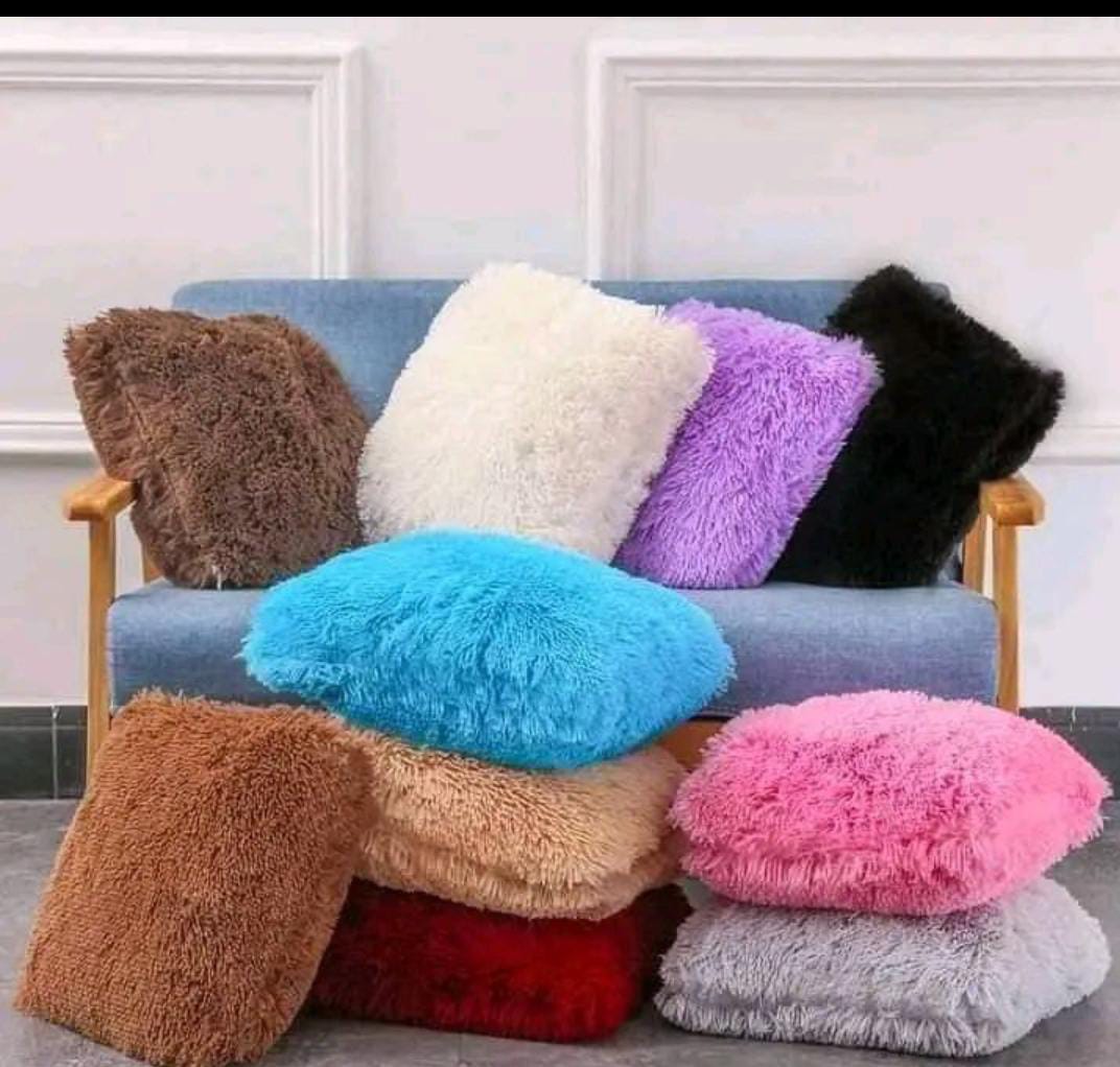6 PCS Home Deco Fluffy Plush Throw Pillow Case Cushion Covers - 18'' x 18'' ( PER PIECE)