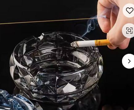 Silver Black Glass Ash Tray