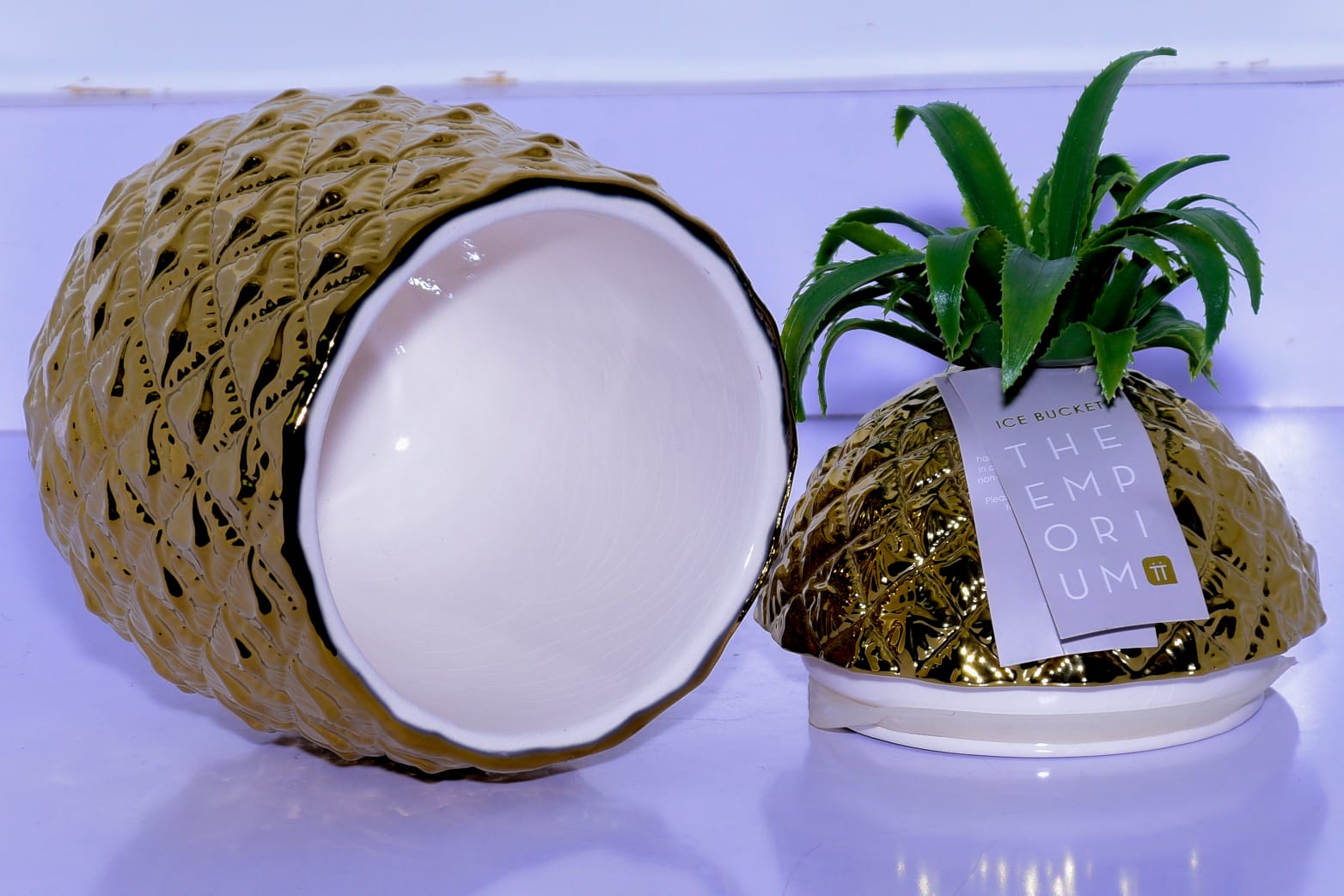Pineapple Cannister With Green Leaf.