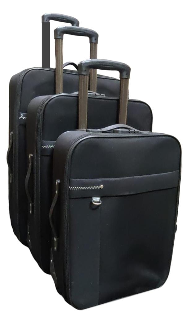 3 IN 1 HIGH QUALITY FABRIC TRAVELL SUITCASE - Stylish travel suitcase made from durable fabric, Comes with a set of 180-degree wheels for convenient movement, Large and spacious enough for belongings.