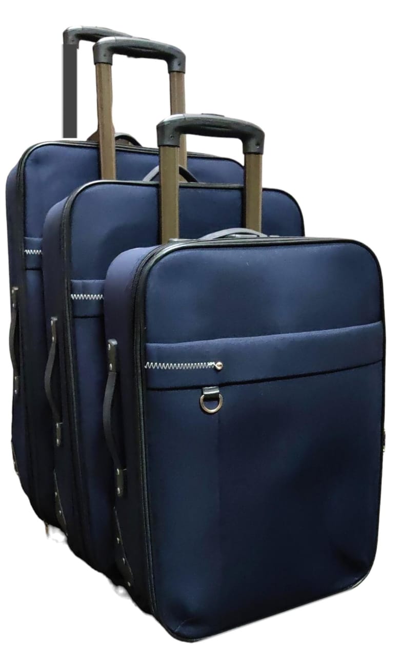 3 IN 1 HIGH QUALITY FABRIC TRAVELL SUITCASE - Stylish travel suitcase made from durable fabric, Comes with a set of 180-degree wheels for convenient movement, Large and spacious enough for belongings.
